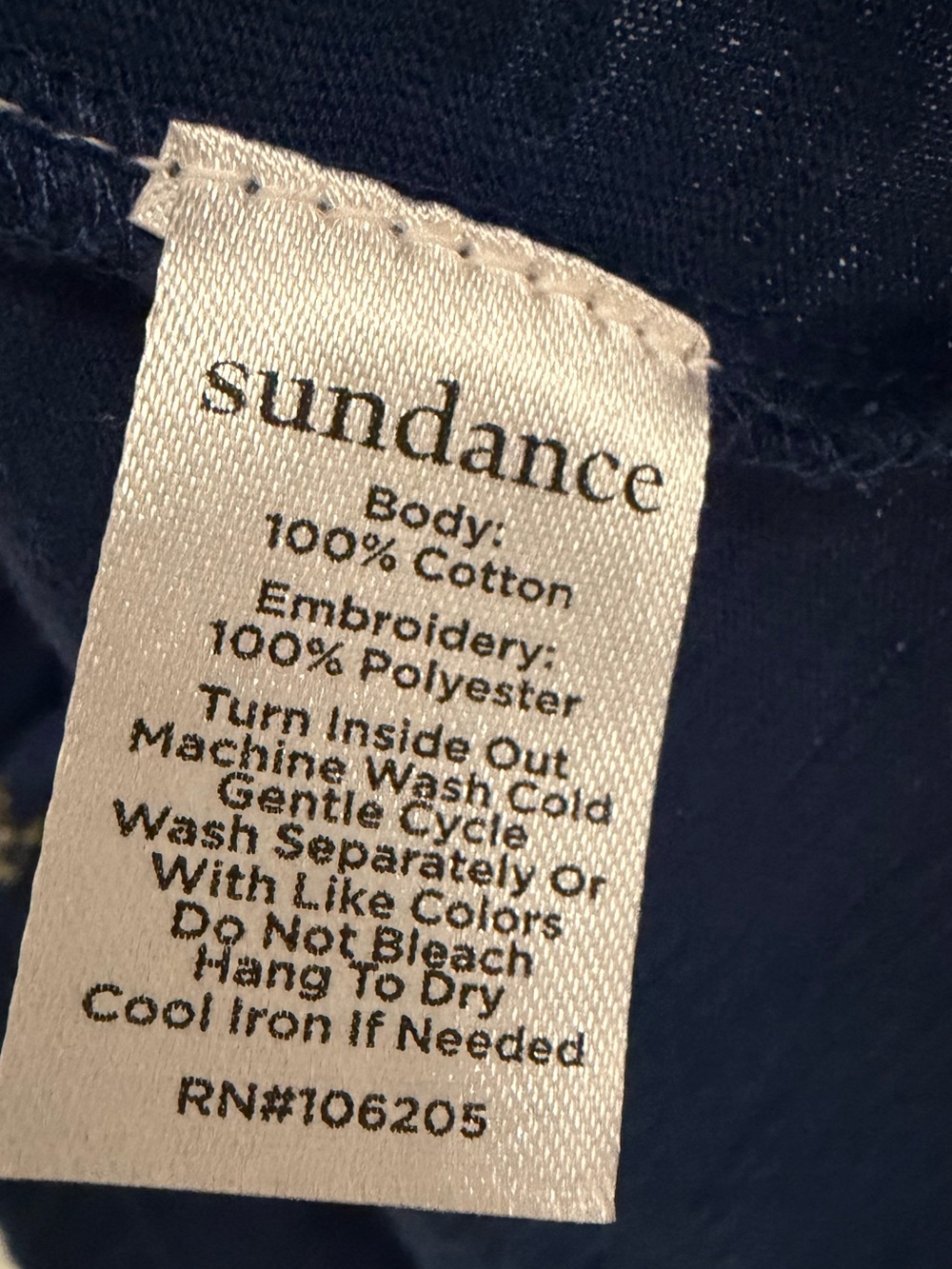 Sundance Embroidered Floral Henley Tunic Top Navy Blue Size Large - Picture 6 of 7